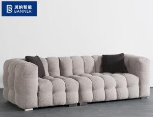 Wholesale BN Puff Cotton Milk Oil Style Furniture Fabric Sofa Chair Nordic Lamb Wool Straight Row Three Seat Soft Sofa from china suppliers