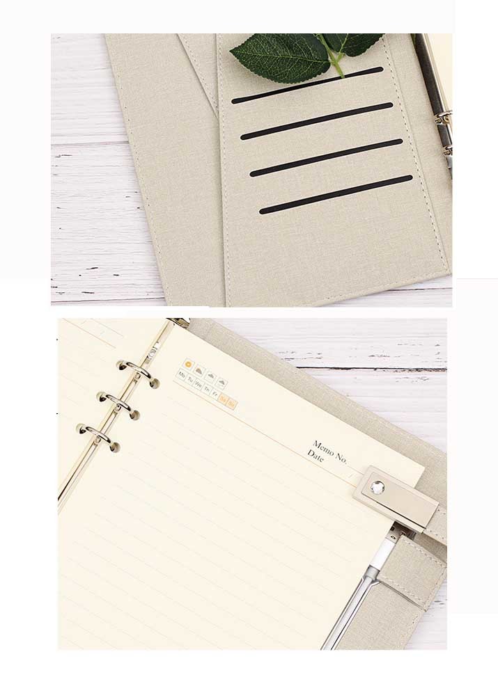 PU Leather Notebook Organizer Corporate Gift Wireless Charging For Business