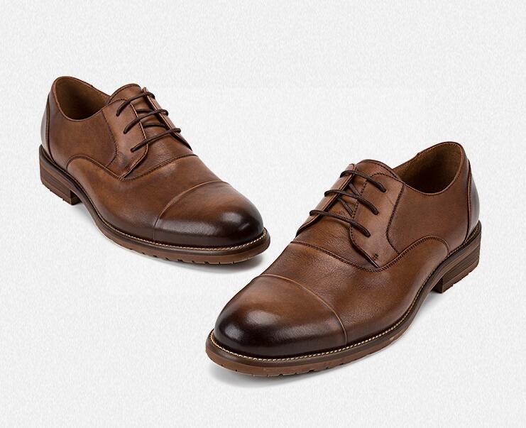 Cool Black Leather Slip On Sneakers , Normal Size Flats Mens Casual Lace Up Shoes