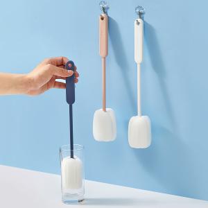 Wholesale 3 Colors Removable Simple Glass Water Bottle Cleaner Sponge Cup Brush Long Handle Household Kitchen Cleaning Tools from china suppliers
