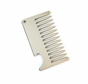 Wholesale Custom cool innovative men gift, engraved stainless steel credit card sized comb bottle opener from china suppliers