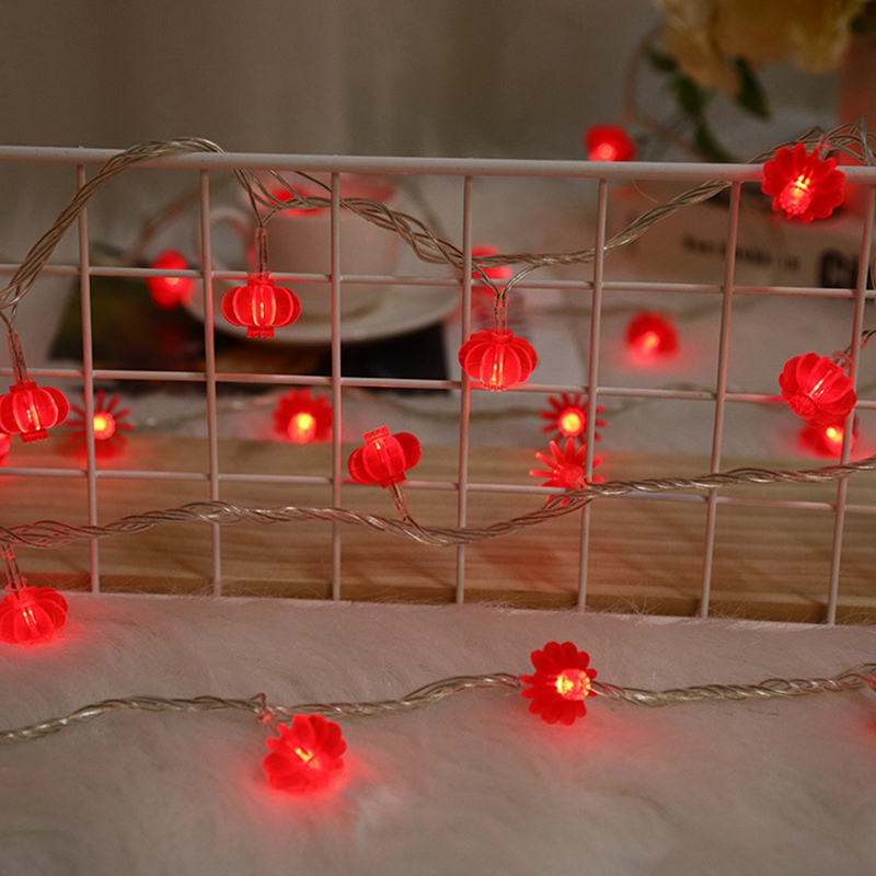 Traditional Knot Red Hanging Lantern LED String Light Battery Operated Party Supplies Lunar Chinese New Year Decorations 2022