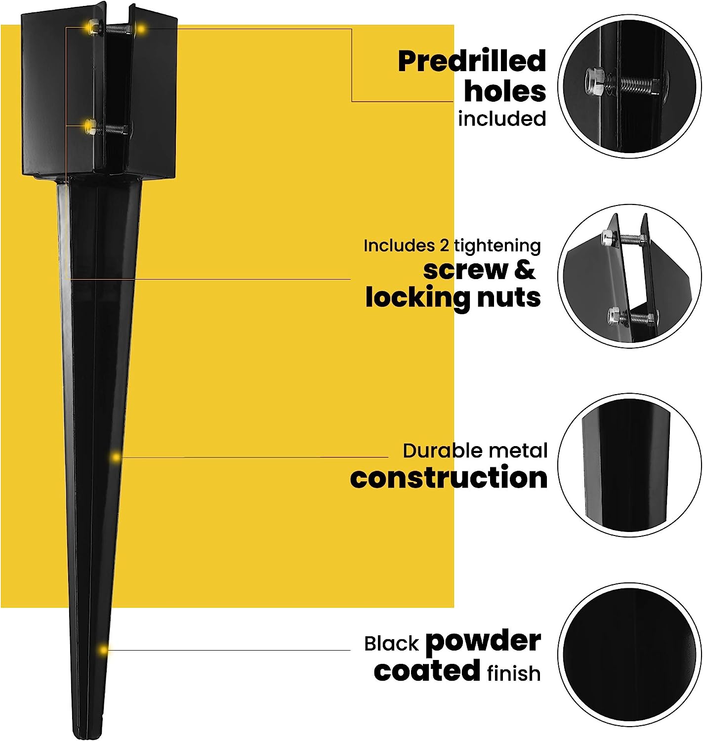 Powder Coating 6x6 Fence Post Anchor Ground Spike for Heavy Duty Machining Efficiency
