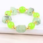 Handmade Gemstone Beaded Bracelet Natural Prehnite Stone Bracelet Adjustable