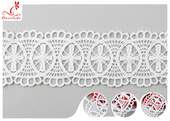 5 CM Double Edged Scalloped Lace Trim With Polyester OEKO - TEX 100 DTM Dyeing