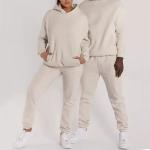 Custom Logo Jogger 100% Cotton Women Sportswear White Unisex Men Sweatsuit