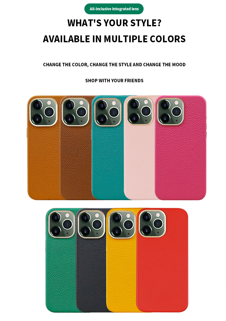 Private Mold Lychee Pattern Phone Case For iPhone 13 15 Shockproof PU Leather Cover For iPhone 14
