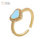 18k Gold Plated Dripping Oil Rings Adjustable Enamel Heart For Women