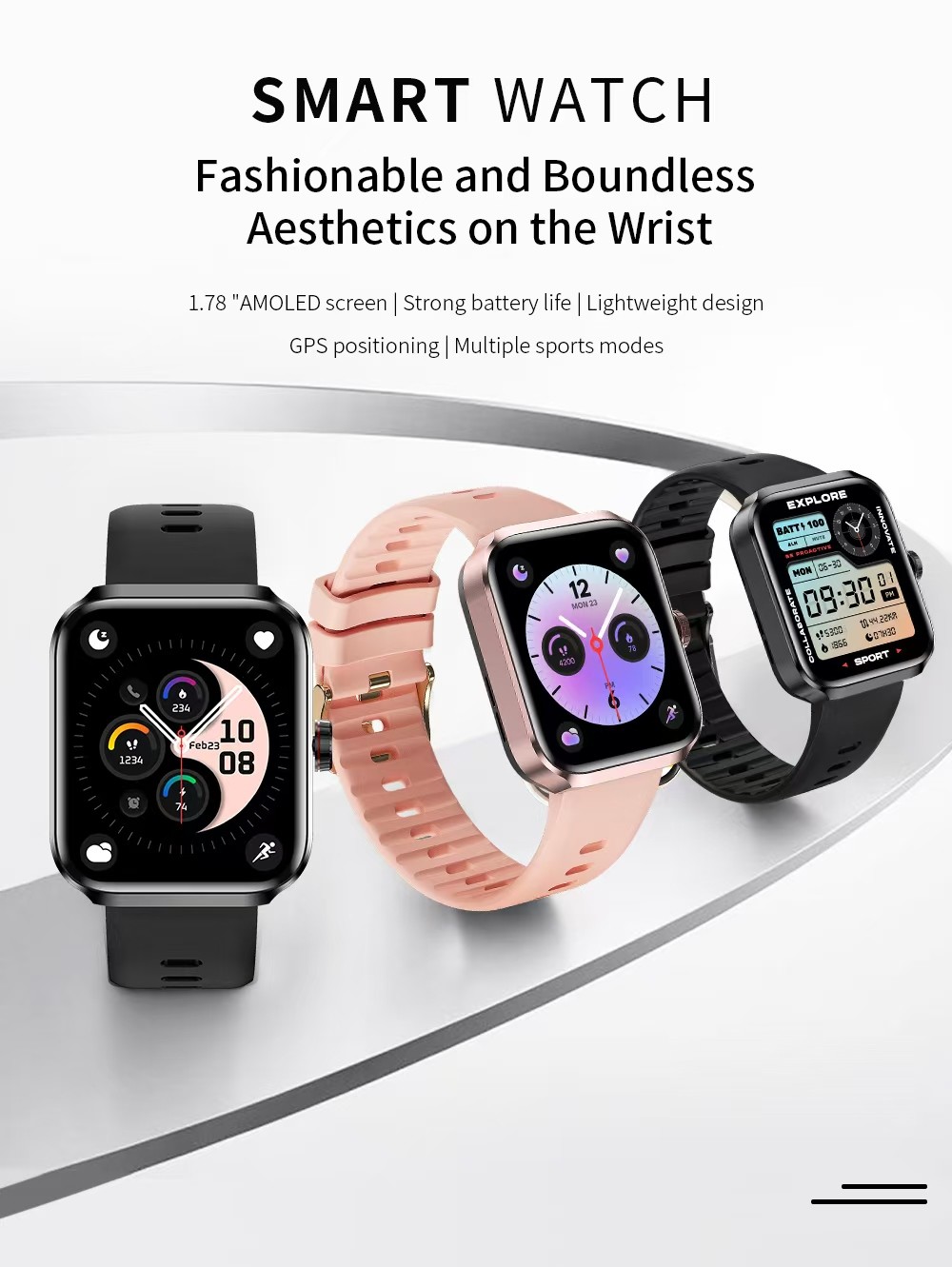 NX22 Sport Smart Watch Amoled Display Support GPS positioning Multiple sports modes