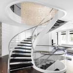 Indoor / Oudoor Building Curved Stairs Frameless Tempered Glass Railing 700