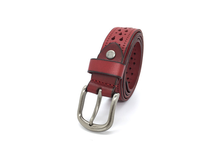 2.2 CM Punched Womens Genuine Leather Belt Holes In Water - Dropped With Alloy Pin Buckle