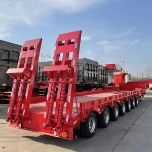 Wholesale 100Ton 40’ Lowbed Semi Trailer Transport Flatbed Container Gooseneck Excavator from china suppliers