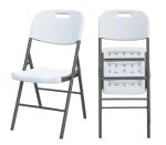 White Portable Plastic Folding Chair Metal Frame Outdoor Garden Picnic Chair