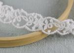 White Cotton Nylon Lace Trim Wave Edging Floral Embroidery Lace For Bridal Dress