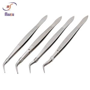 Wholesale Surgical Serrated Handle 16cm Dental Tweezer Single Curved Pointed from china suppliers