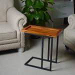 Living Room Metal Stand 58cm Height Solid Wood Chairside Table