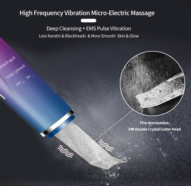Handheld Portable Ultrasonic Scraper Facial Beauty Device Ion Skin Scrub