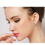 Fashion 925 Silver Plated Good Luck Four Feaf Clover Flower Stud Earrings