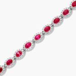 5.7mm Width Zircon Tennis Bracelet Oval Emerald White 14K Gold Bracelet Womens