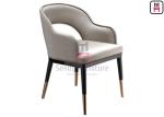 Gold Electroplating Feet Solid Wood Restaurant Chairs , Hotel Wood Leather