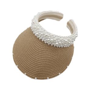 Wholesale Pearl Sunshade Hat Large Brim Outdoor Sunblock Headband Hat from china suppliers