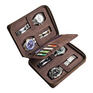 Wholesale Genuine Leather Rectangular Design Outdoor Watch Travel Case Organizer Handmade Genuine 4 Watch Box from china suppliers