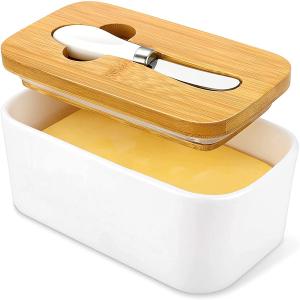 Wholesale White Ceramic Butter Dish With Lid And Knife For Kitchen Counter from china suppliers