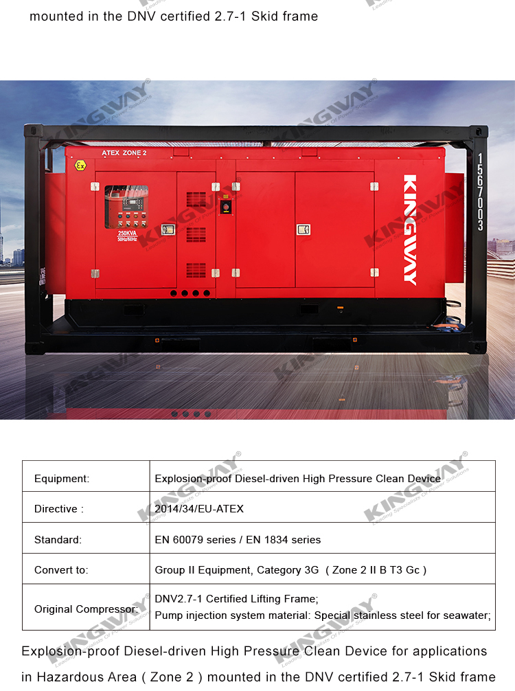 Supply 300kva 240kw 400v 50hz 3 phase 4 wire diesel engine ex-proof ATEX zone 2 hazardous areas diesel generator