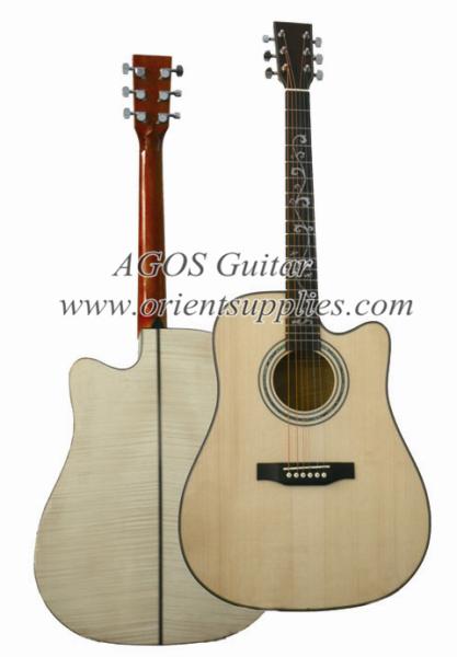 41inch Quality high end flame maple back Chinese Acoustic guitar Solidwood