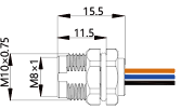 IP67 M8 Connector After Install Female 4P Shield 0.3m Cable Length