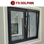 Passive House Aluminum Casement Window Double Glazed Tempered Glass Crank Out
