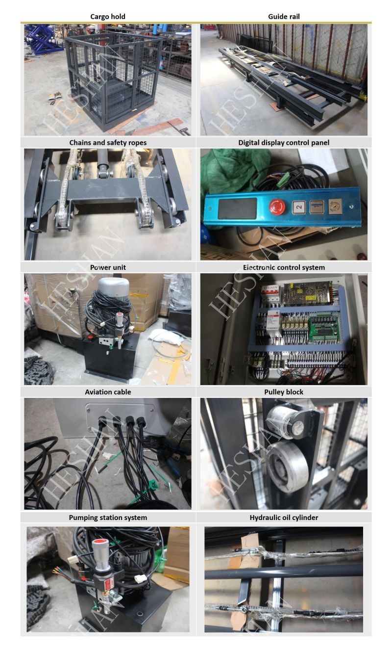 Loading 2T Cargo Lift Elevator Hydraulic Vertical Goods Lift Platform