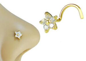 Wholesale Flower Shape 18k Gold Diamond Nose Stud With 1.5mm 0.07ct 4 Pieces Genuine Diamonds from china suppliers