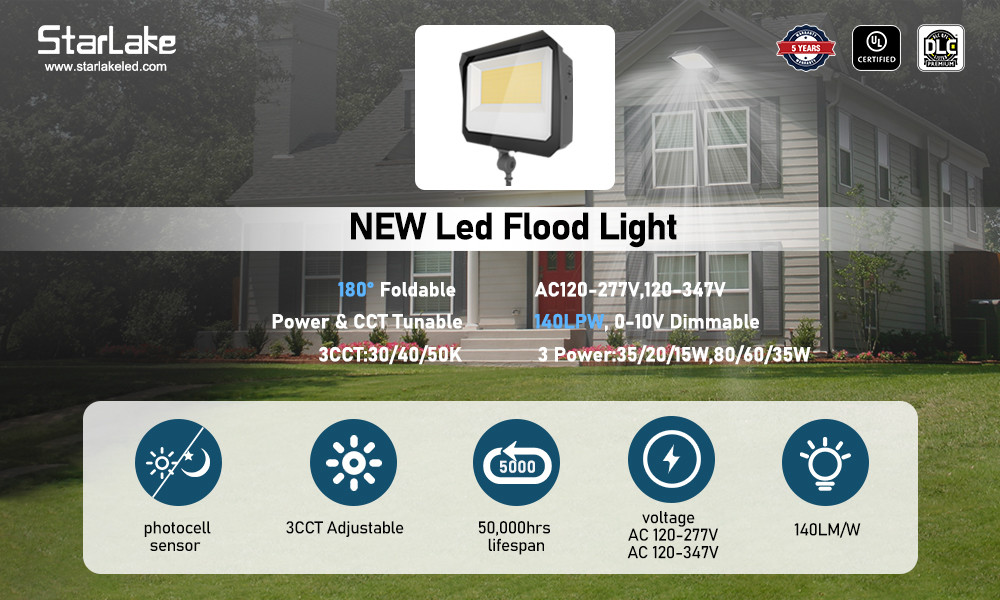 LED Outdoor Flood Lights Tunable Knuckle Mount 150W 120W 100W 35W 20W 15W Selectable