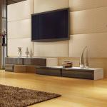 Metal Legs Wood TV Cabinet With Doors / Particle Board Black Solid Wood TV Stand