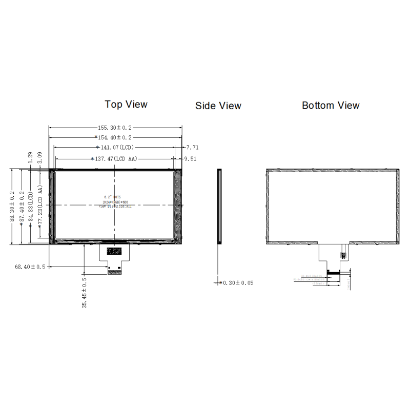 6.2 Inch IPS Touch Display for Smart Office Control Panels
