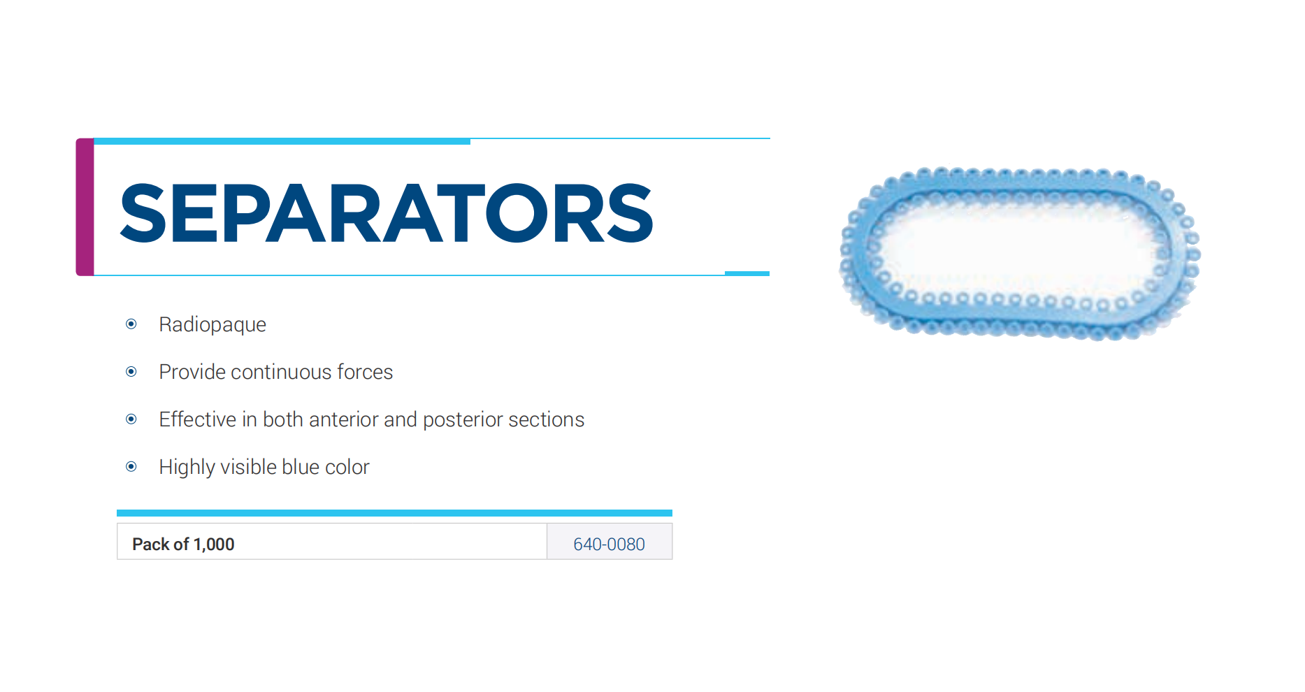 Manual Power Source Dental Orthodontics Separators Elastic 1000pcs/pk Super Elastic Item Code 640-0080