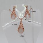 Trendy Hollow out opals Necklace pendant Earrings Rhinestone Jewelry Set 18K