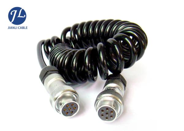 5 Pin Spring Coiled Trailer Cable , Curly Electric Cable For Vehicle Safety