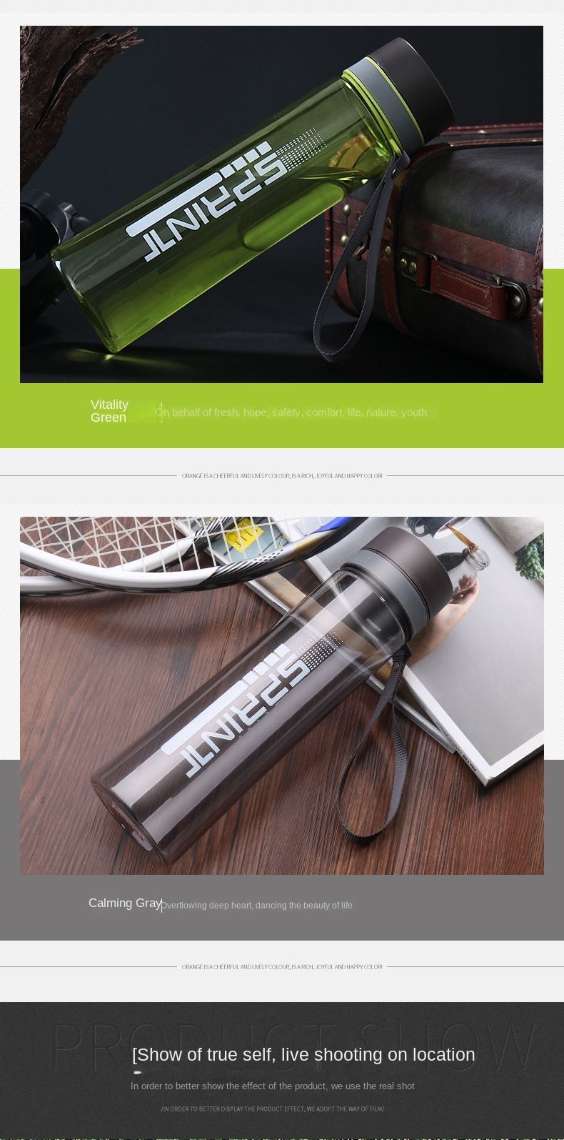 Customized Logo Lightweight Plastic Travel Water Bottle Outdoor Sports Water Bottle 500ml/650ml/750ml/1000ml/1200ml With Rope Multifunctional
