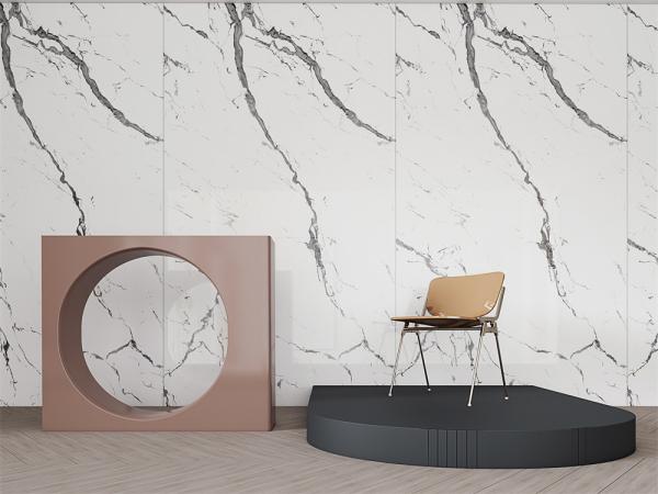 Carrara 1600x3200mm Polished Glazed Porcelain Sintered Stone Slab For Villa