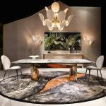 Italian Marble Luxury Style Dining Room Furniture Set Stainless Steel Leg Dining