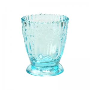 Wholesale Recycled Blue Glass Candle Jars Ribbed 4OZ Small Coloured Glass Candle Holders from china suppliers