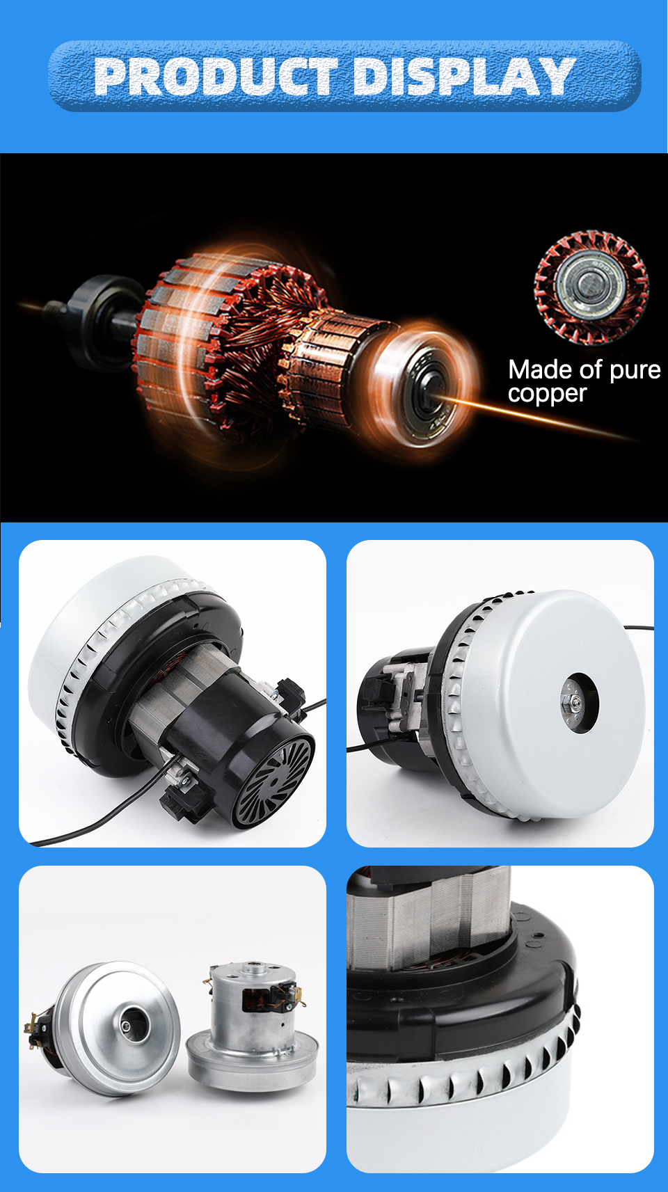 Low Noise Vacuum Cleaner Motor 24V 220V Customizable Torque For Industrial Vacuum
