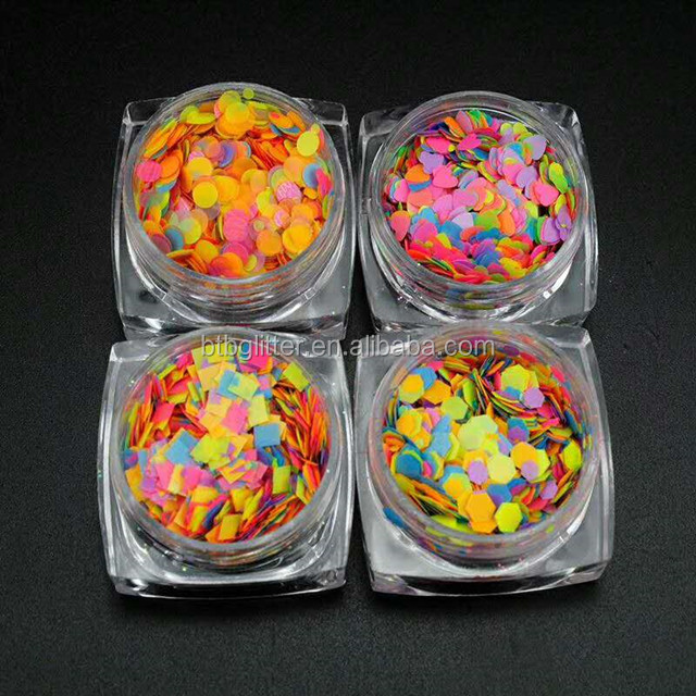 Art Body Function Neon Polyester Glitter Mixed Shape Glitter Neon Glow Uv Glitter