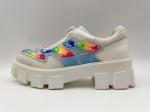 Trendy White Leisure Shoes Non slip Women'S Platform Casual Shoes With Shoelace