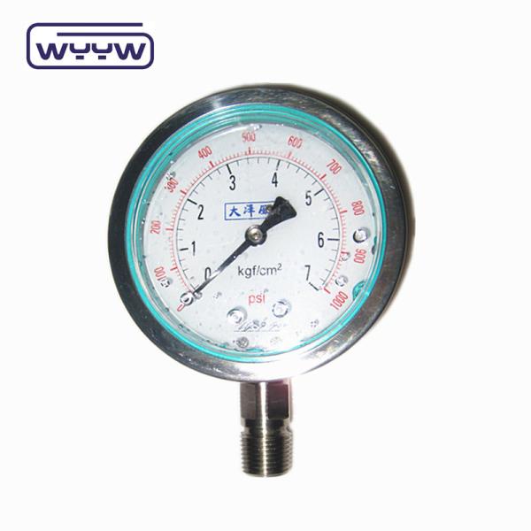Stainless Steel Liquid Filled Water Pressure Gauge , High Pressure Gauge Meter