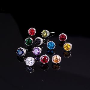 Wholesale Women Fashion CZ Bling Iced Cubic Zirconia Silver Jewelry Gold Plated CZ Round shape Stud Earrings jewelry set from china suppliers