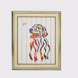 Wholesale Chinese Zodiac Framed Art Twelve Animals Dog Home Decor Ribbon Painting Decorative Wall Hangings Ready to Hang from china suppliers