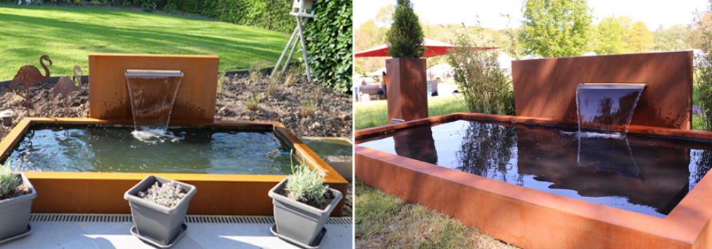 Customizable Water Fountain Modern Outdoor Garden Landscape Rectangular Corten Steel Water Feature